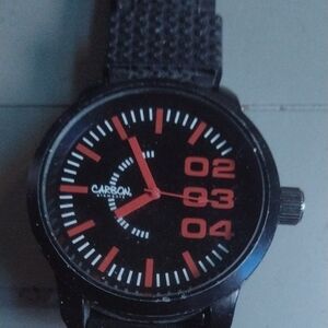 Carbon Black Watch with Red Highlights
